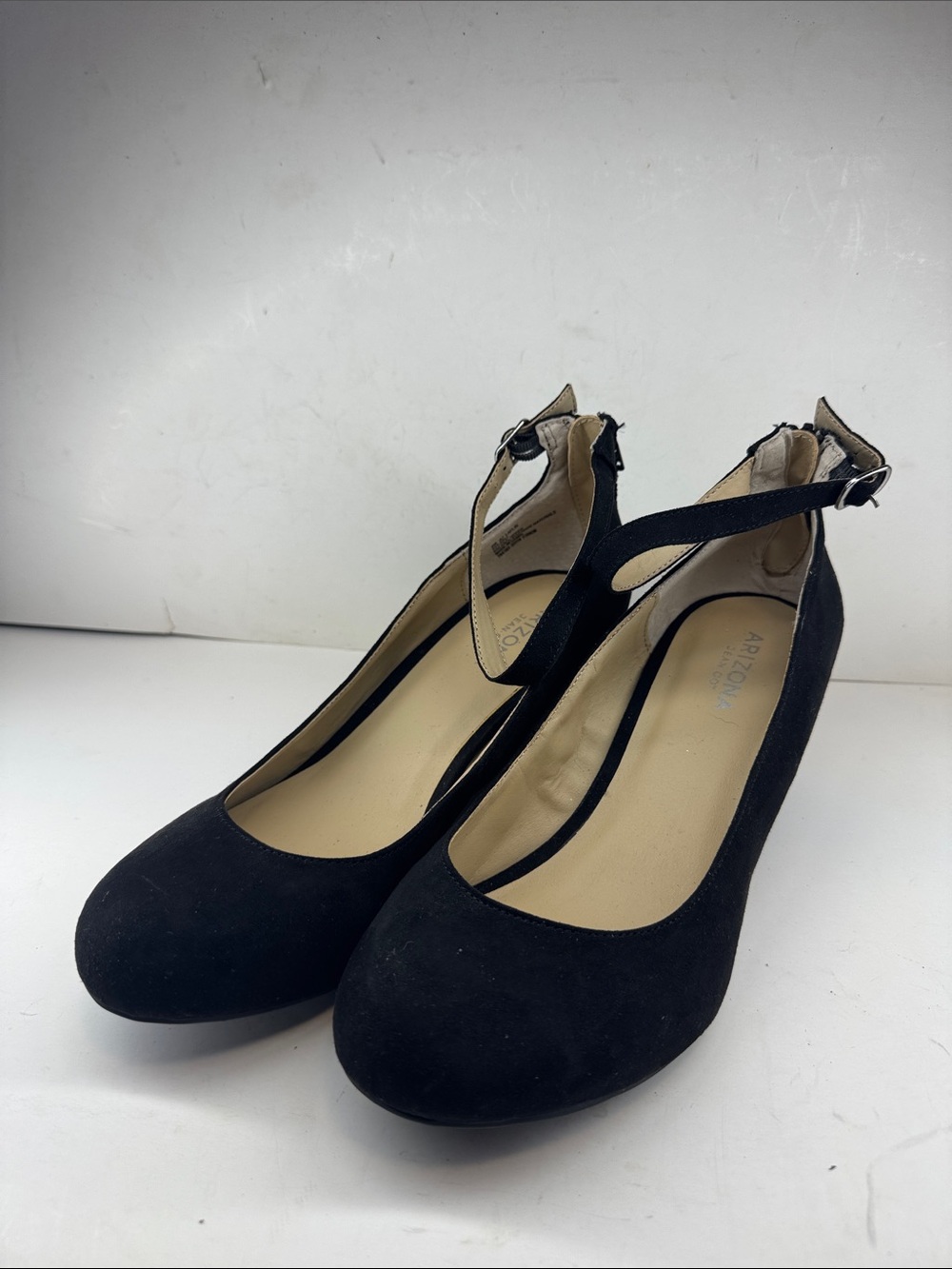 Arizona Jean Company Black Ankle-Strap Suede Pumps